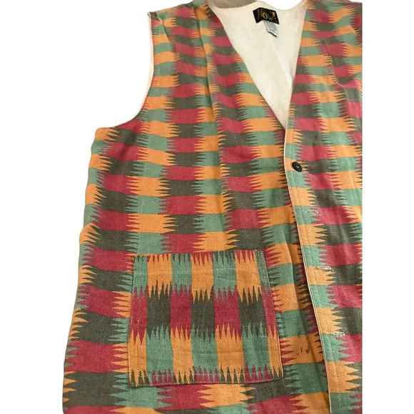 Vintage Now Southwestern Aztec Button Front Vest Size Large - Picture 3 of 7
